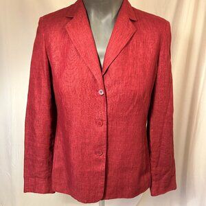 Casual Business Chic Brick Red Jones New York Linen Blazer (Size 12)